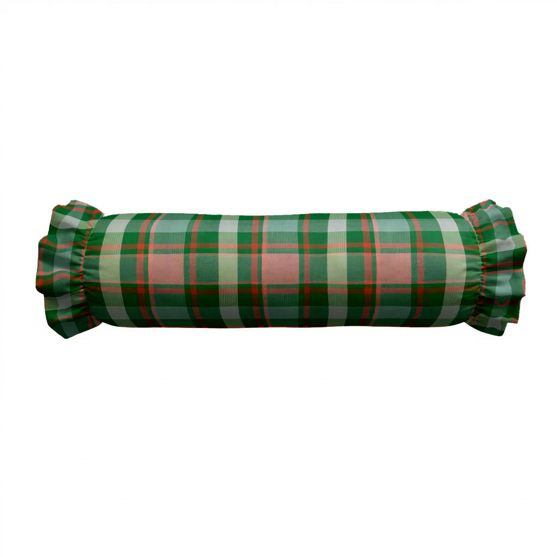 Christmas Plaid Ruffled Bolster Pillow | Ruffled Decor Pillow
