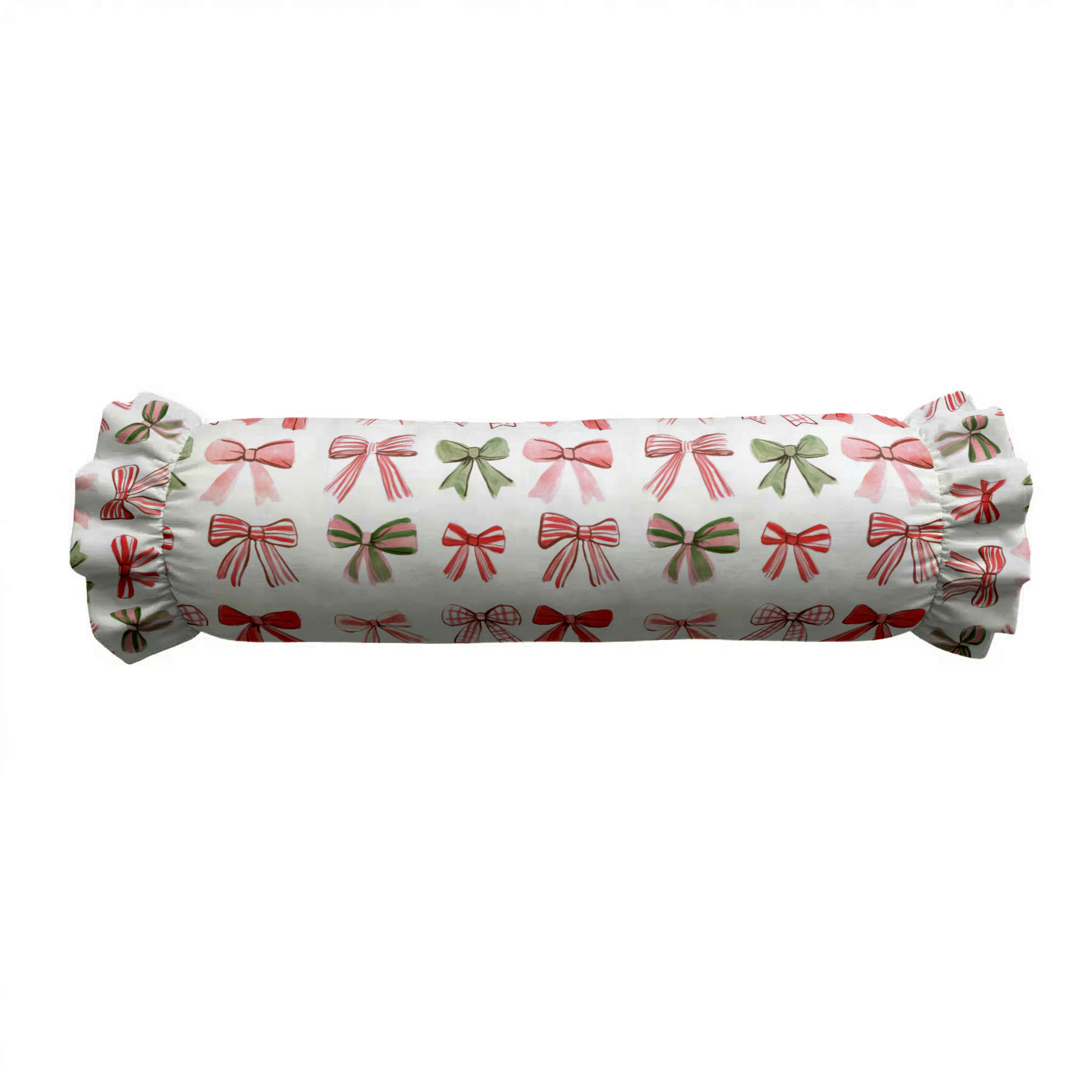 Coquette Christmas Ruffled Bolster Pillow | Ruffled Decor Pillow