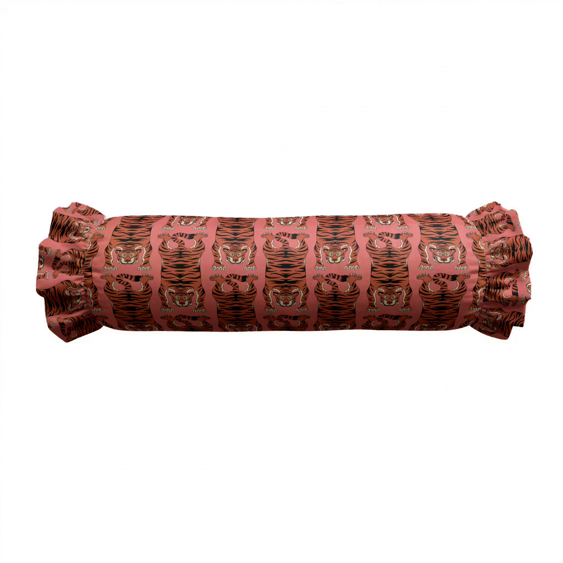 Tibetan Tiger Ruffled Bolster Pillow | Ruffled Decor Pillow