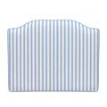 Blue and white striped headboard on a white background