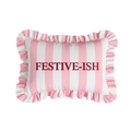 "Festive-ish" Ruffled Embroidered Pillow | Statement Pillow