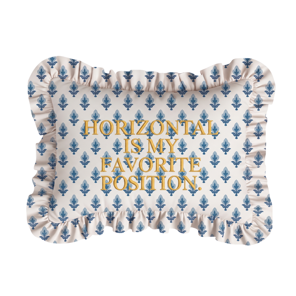 "Horizontal" Ruffled Embroidered Pillow | Statement Pillow