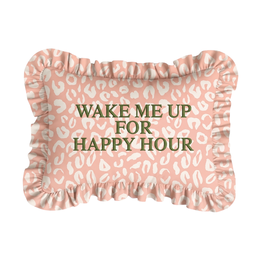 "Wake Me Up" Ruffled Embroidered Pillow | Statement Pillow