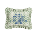 "Not Too Much" Ruffled Embroidered Pillow | Statement Pillow