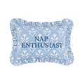 "Nap Enthusiast" Ruffled Embroidered Pillow | Statement Pillow