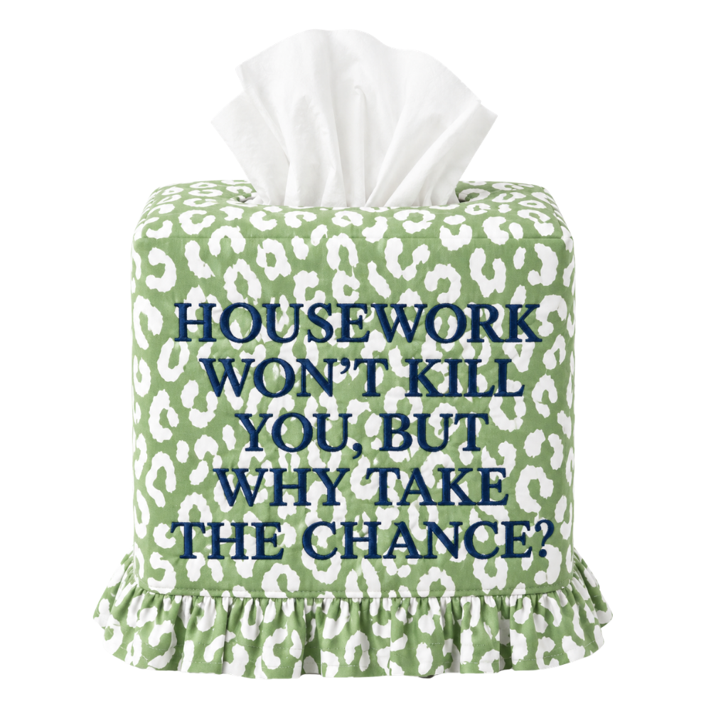 Embroidered Tissue Box Cover – Funny Saying Powder Room Decor