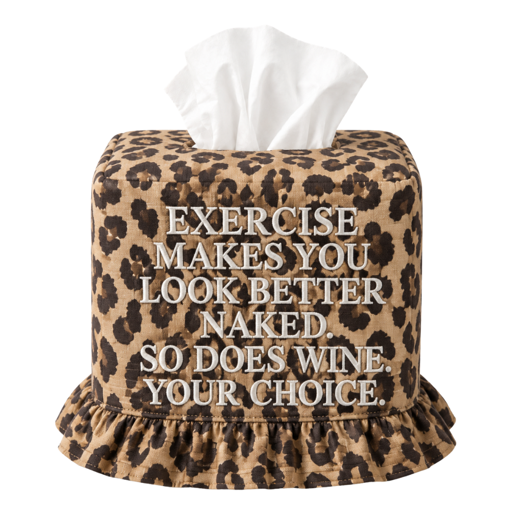 Embroidered Tissue Box Cover – Funny Saying Powder Room Decor