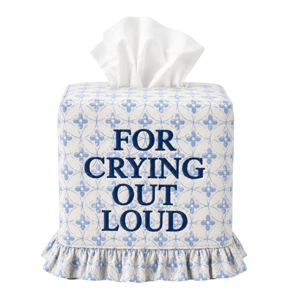 Embroidered Tissue Box Cover – Funny Saying Powder Room Decor