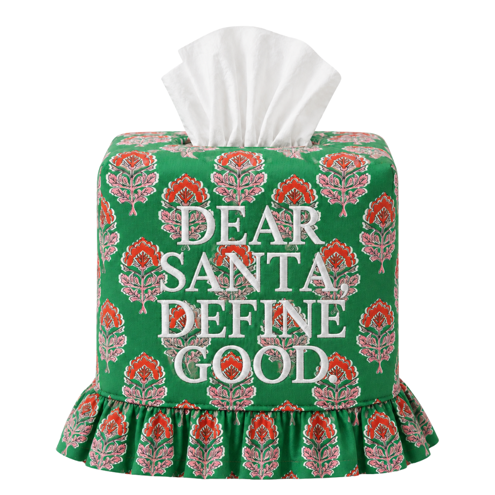 Christmas Embroidered Tissue Box Cover – Powder Room Decor
