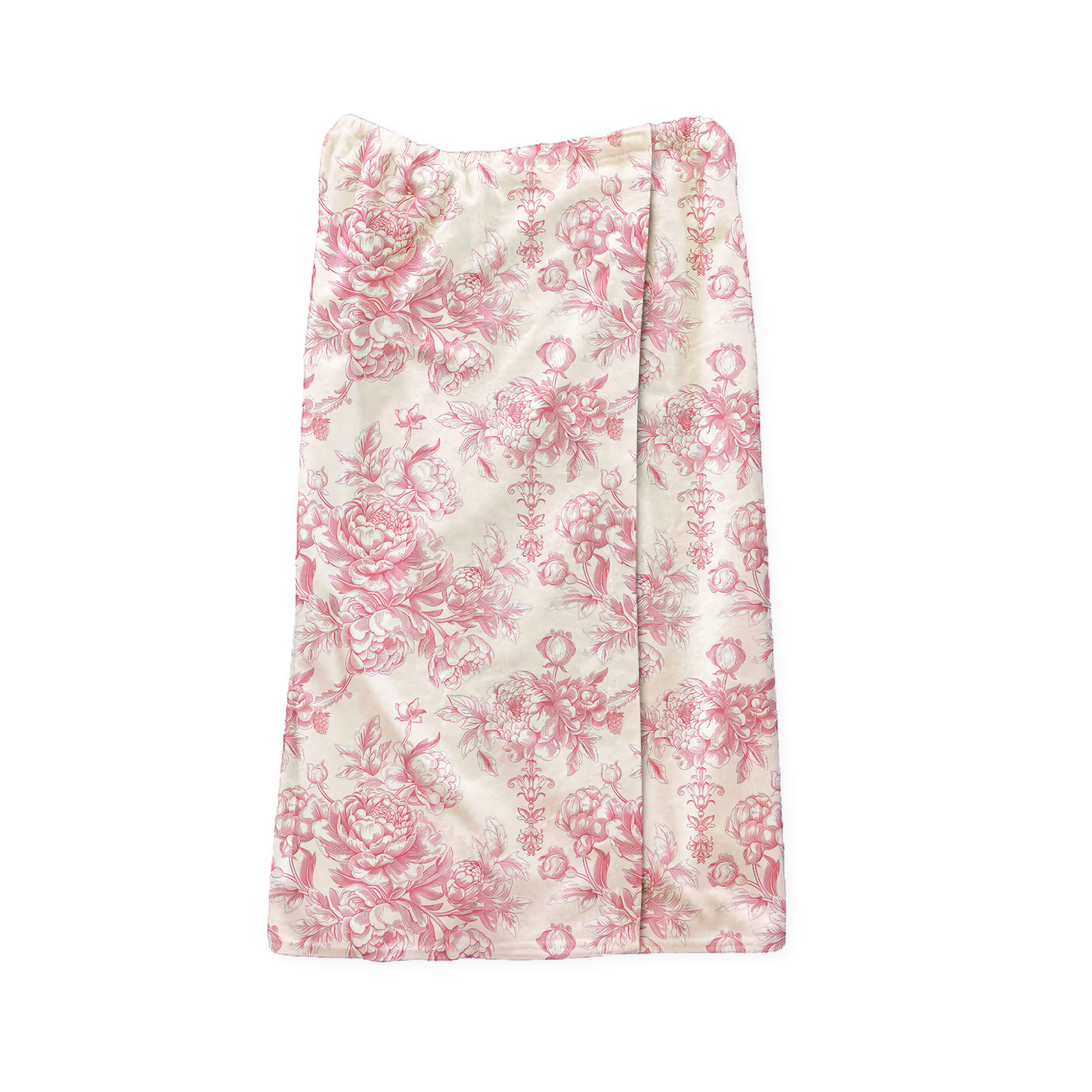 Romantic Bloom pattern on a wrap towel on a white background