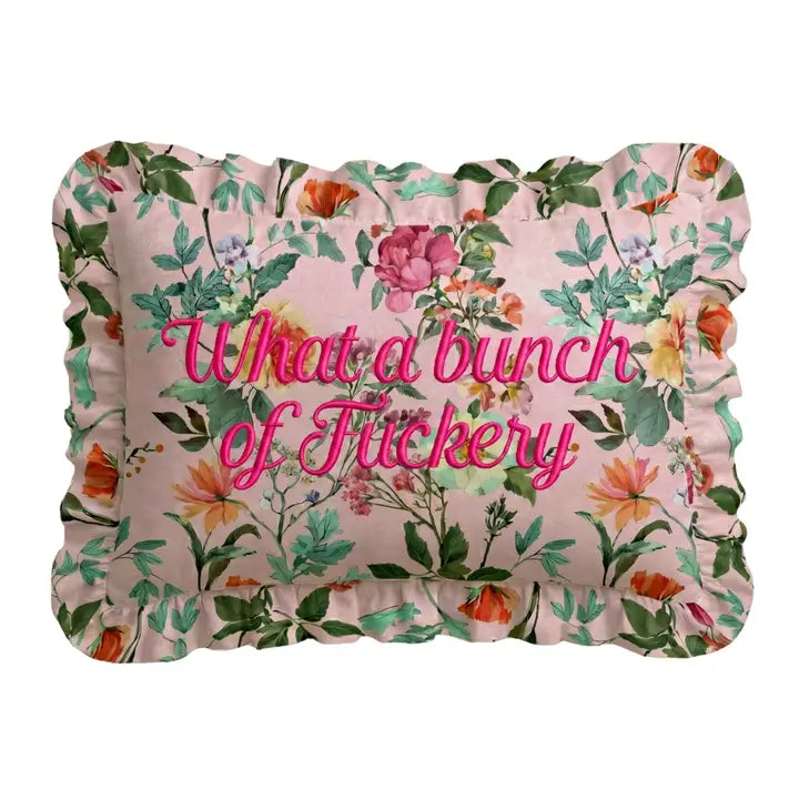 "What a Bunch" Ruffled Embroidered Pillow | Statement Pillow