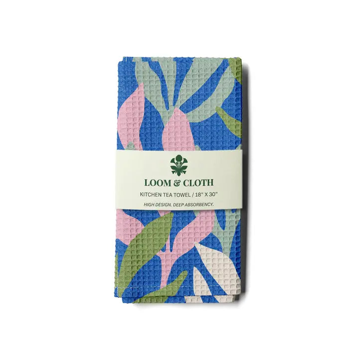 Fauna Serenade Abstract Flower Garden | Waffle Weave Tea Towel