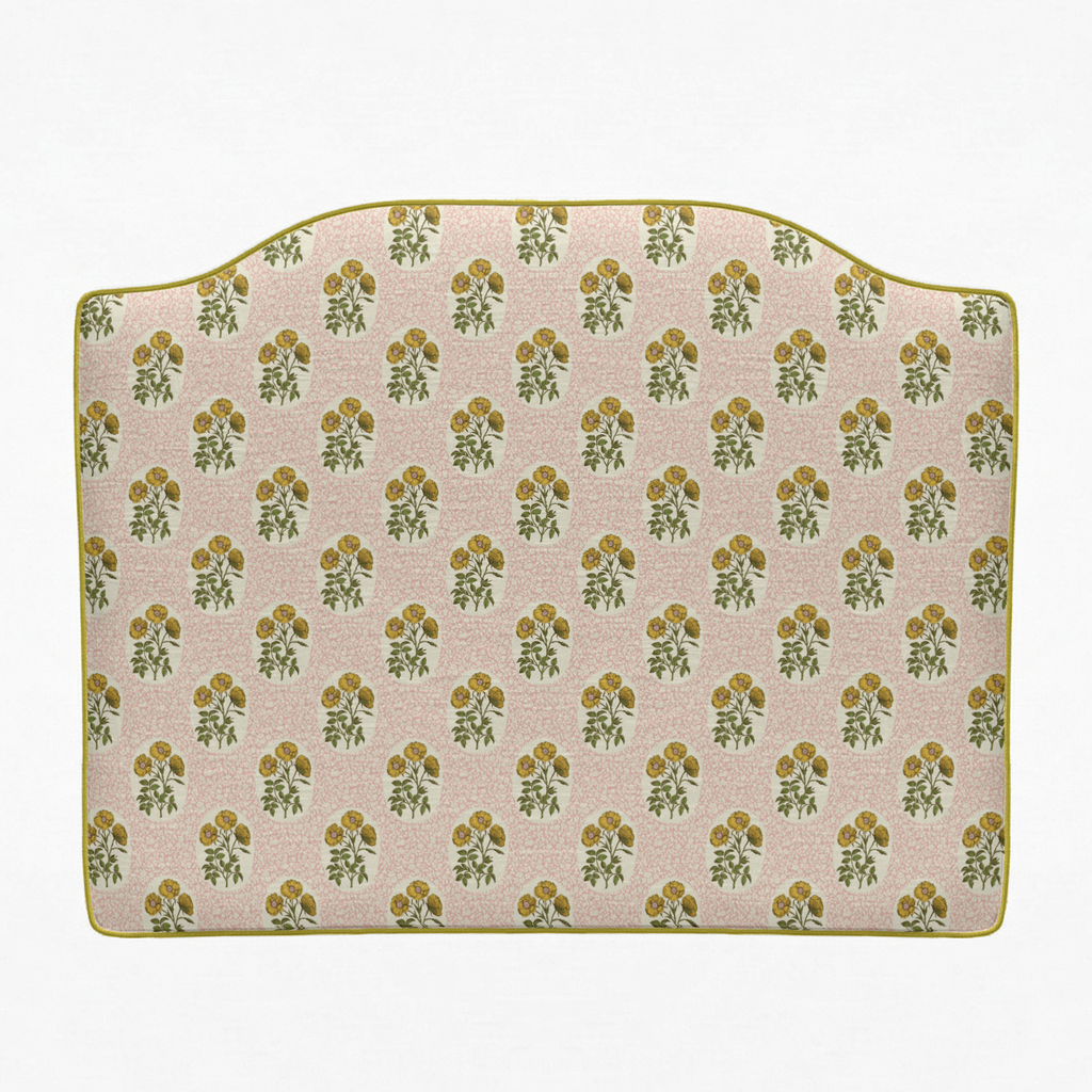 Decorative headboard with floral pattern on a white background