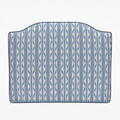 Blue and white striped headboard on a white background