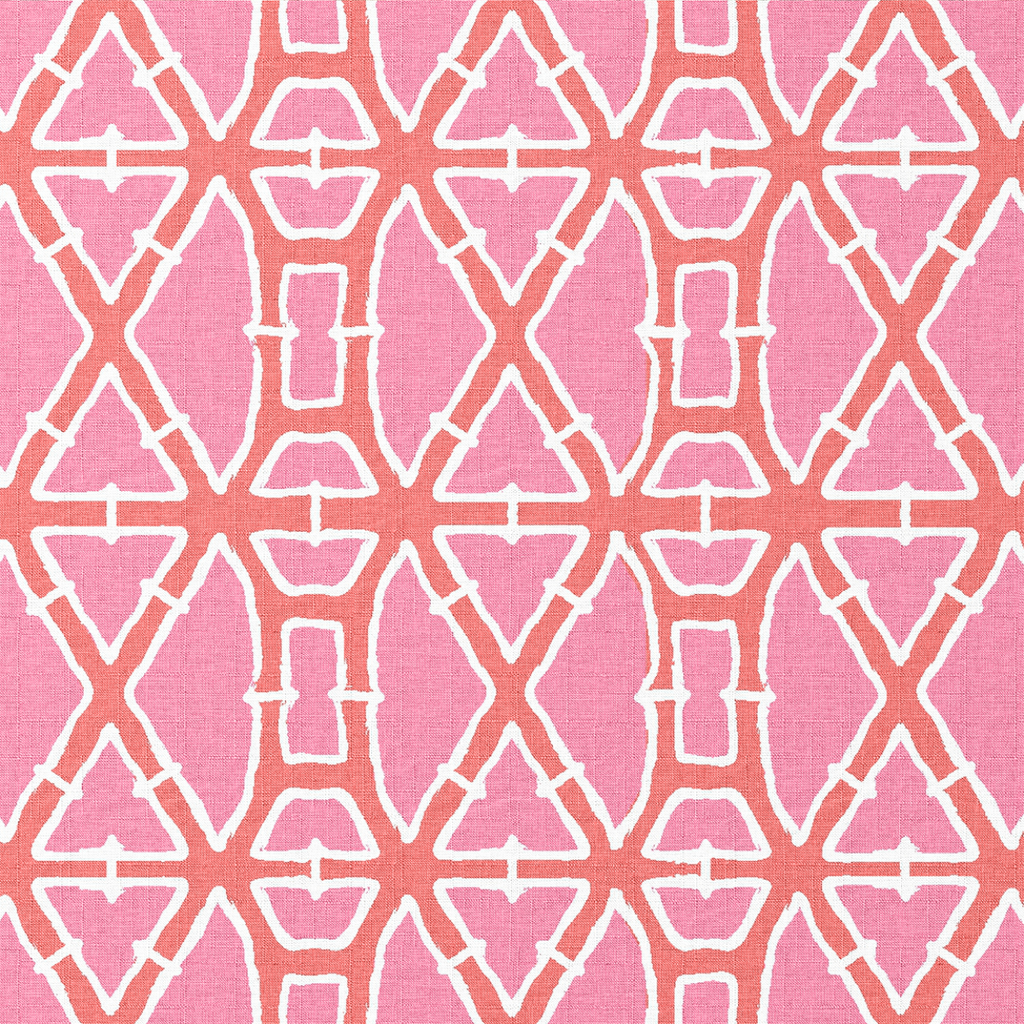 Pink and coral geometric lattice pattern